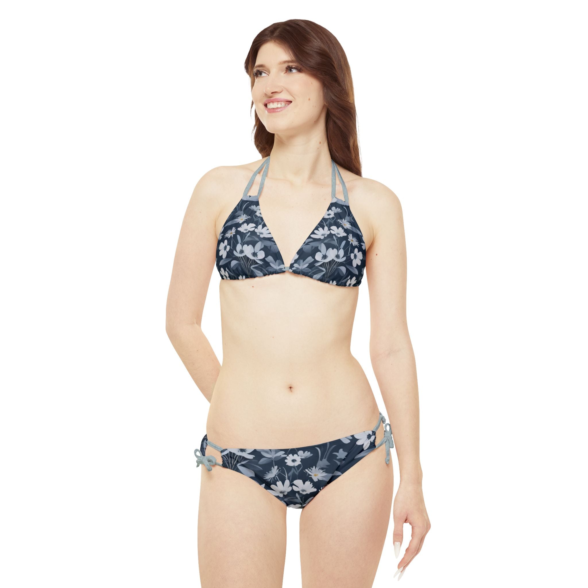Floral White - Strappy Bikini Set (AOP)