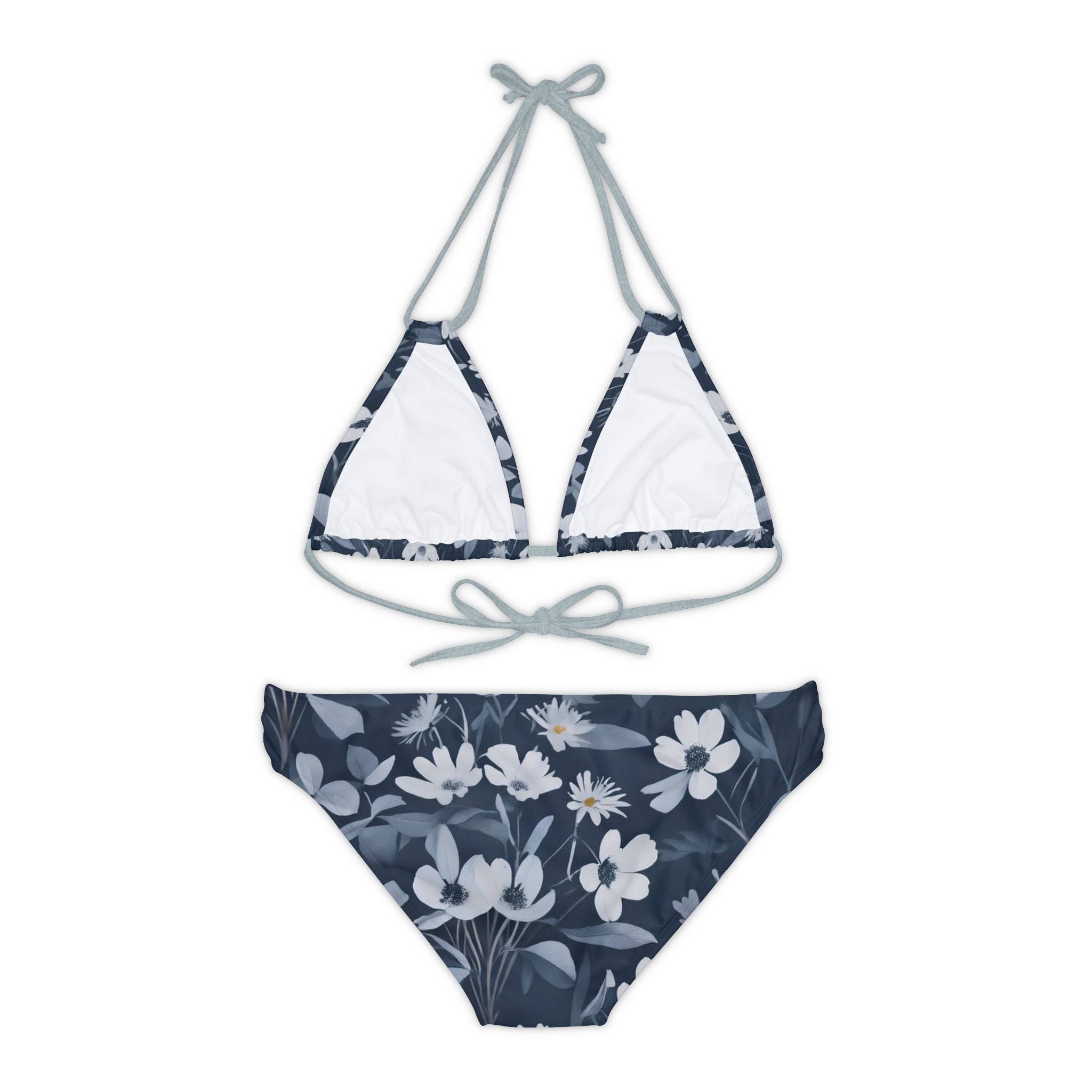 Floral White - Strappy Bikini Set (AOP)