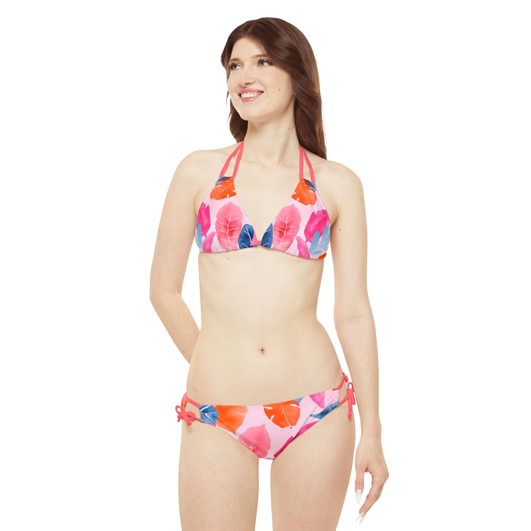 Colorful Leaves - Strappy Bikini Set (AOP)