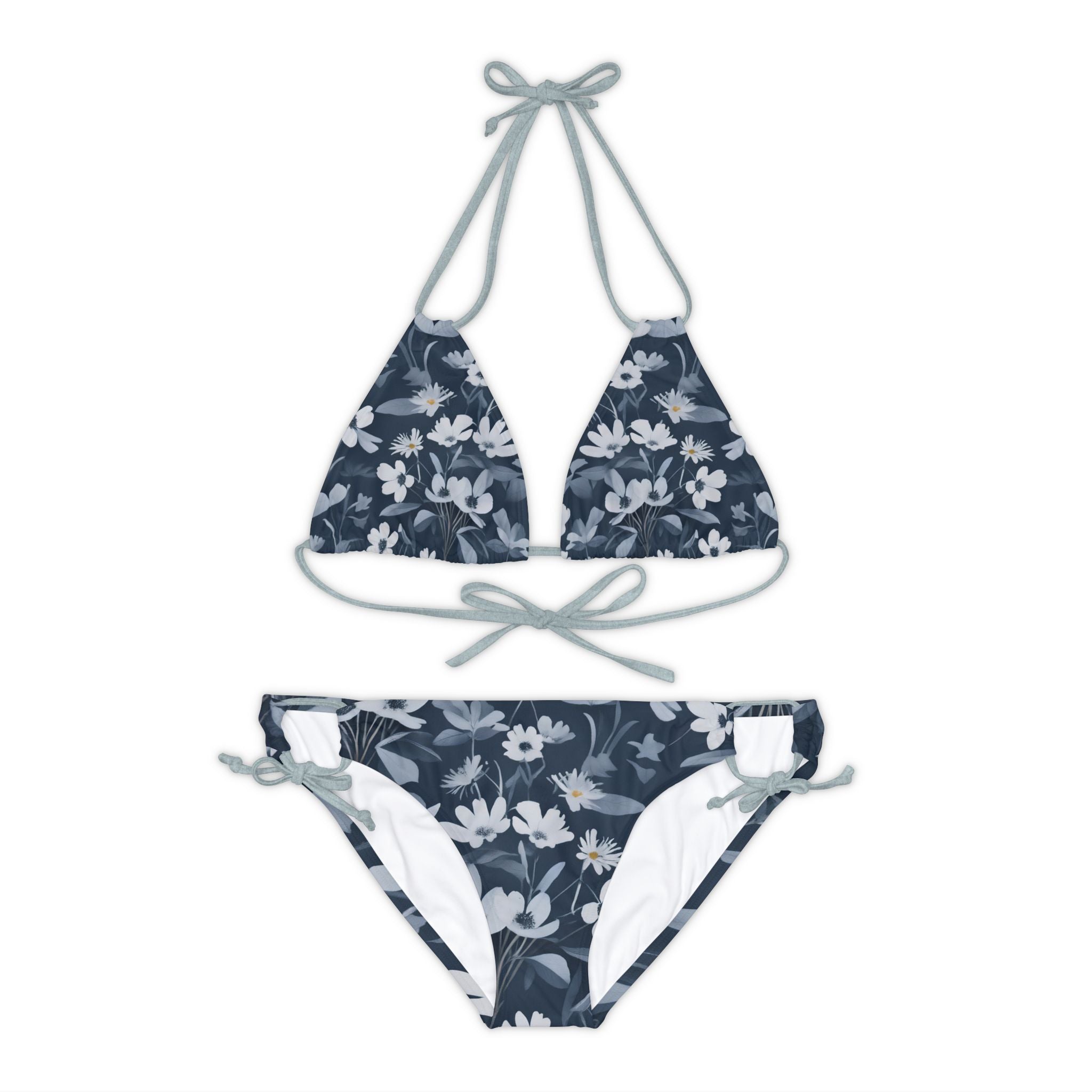 Floral White - Strappy Bikini Set (AOP)