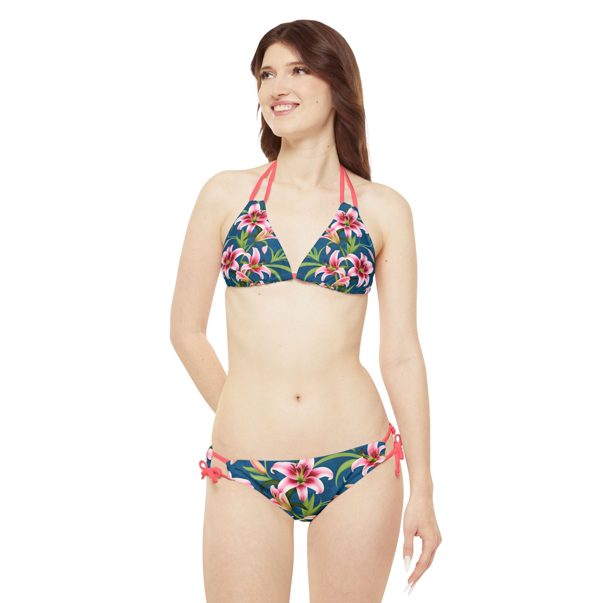 Pink Blossom - Strappy Bikini Set (AOP)