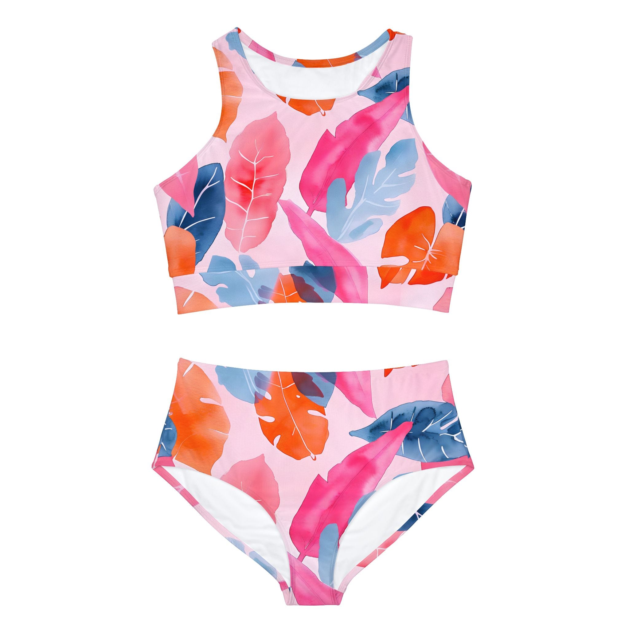 Colorful Leaves Sporty Bikini Set (AOP)