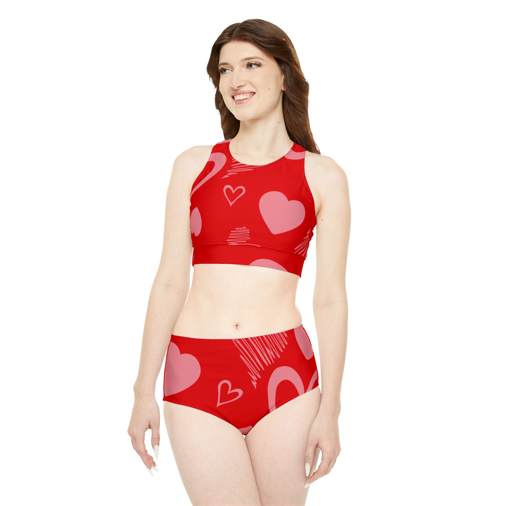 Red Fantasy Sporty Bikini Set (AOP)