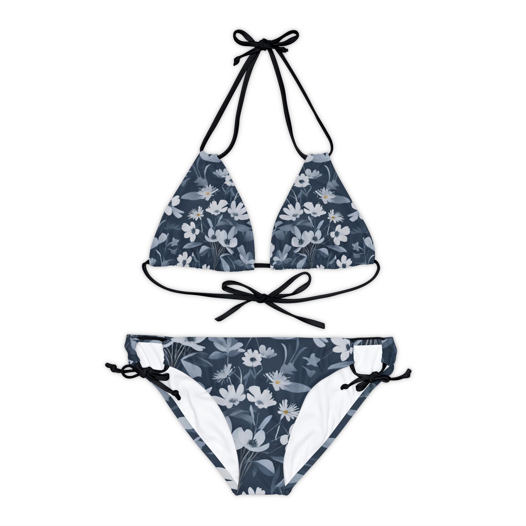 Floral White - Strappy Bikini Set (AOP)