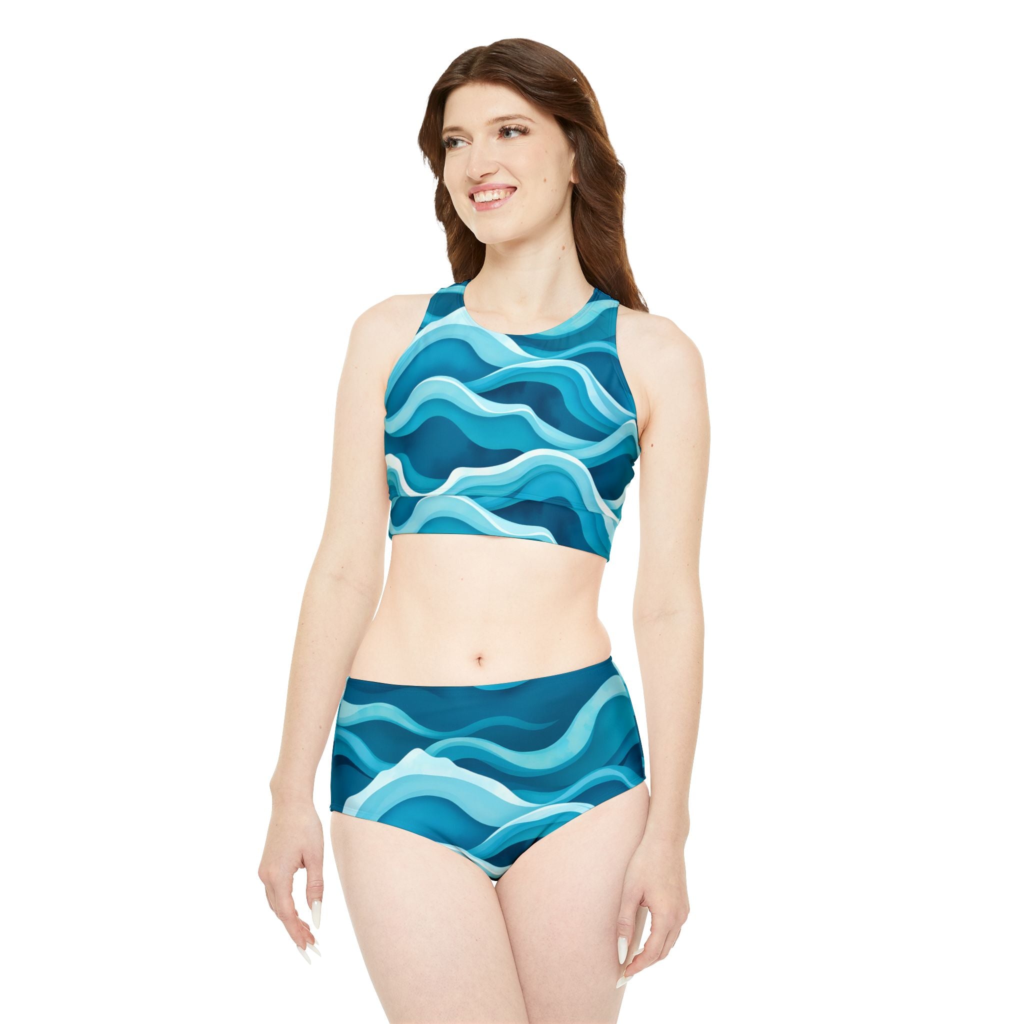 Sea Waves Sporty Bikini Set (AOP)