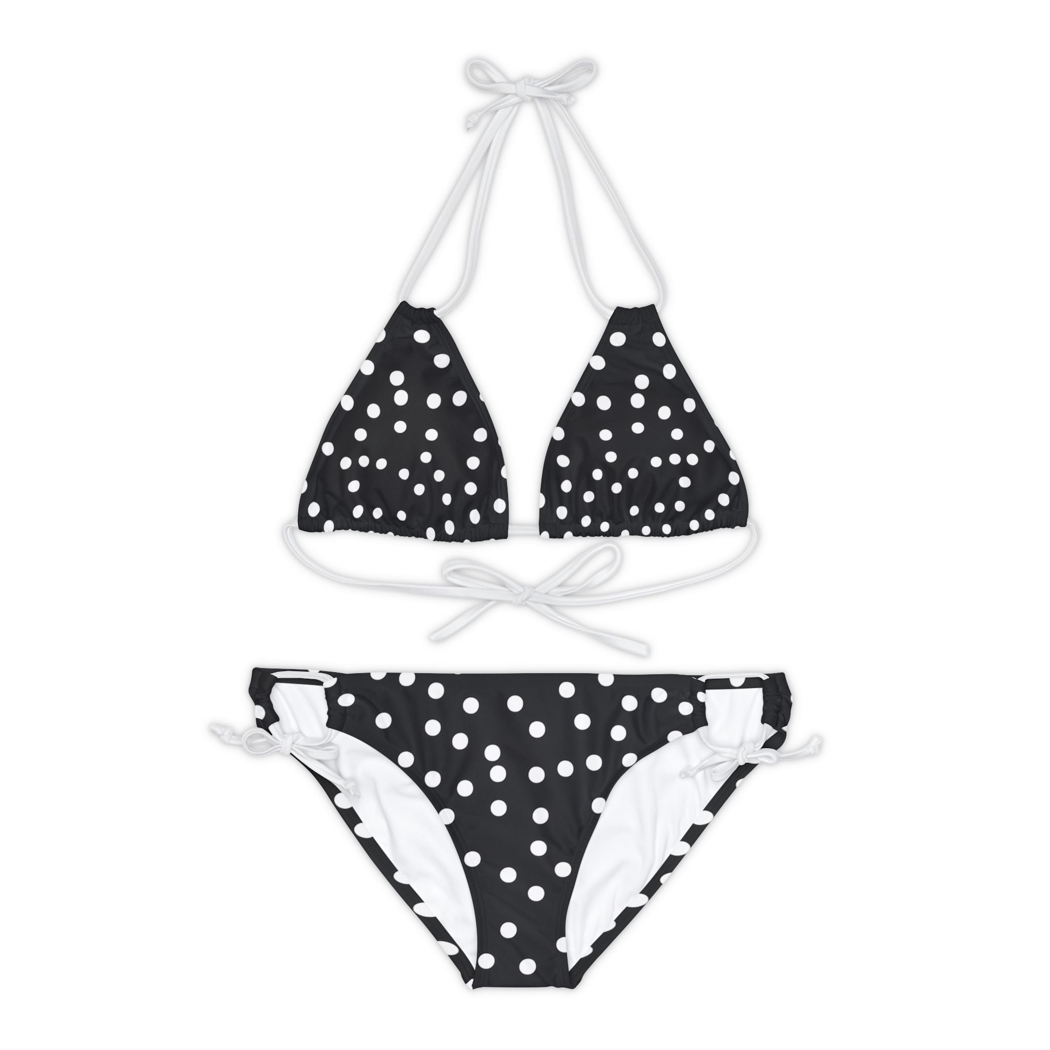 B&W Polka Dot - Strappy Bikini Set (AOP)