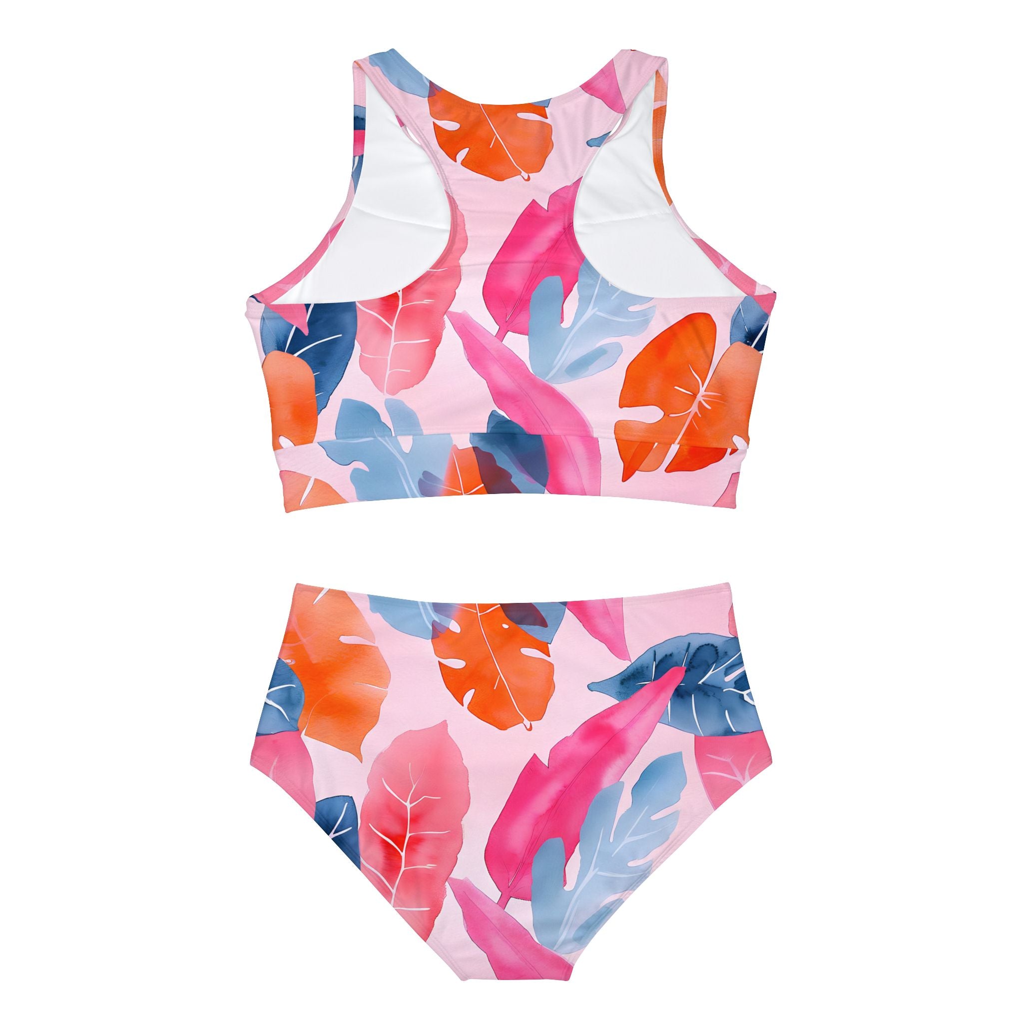 Colorful Leaves Sporty Bikini Set (AOP)