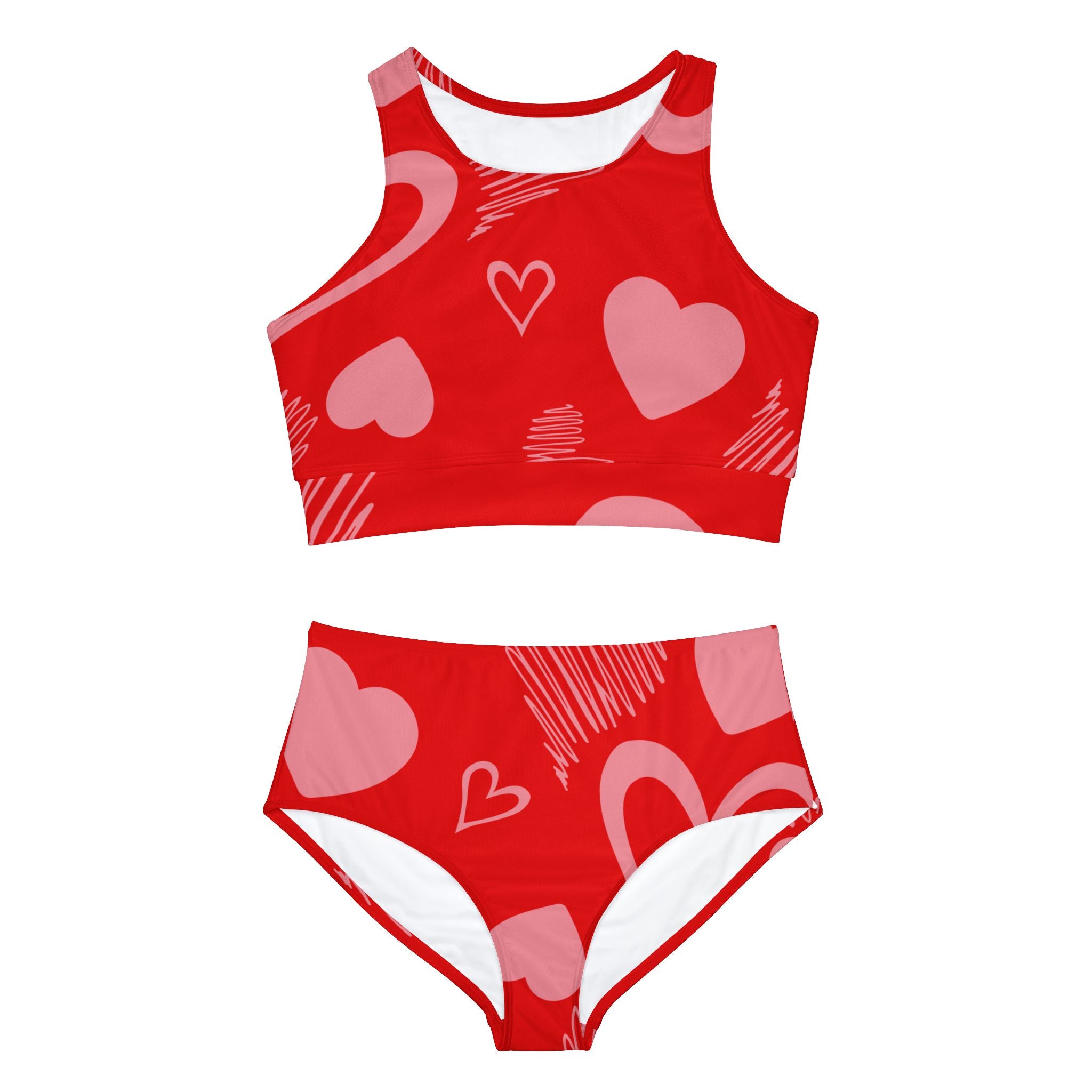 Red Fantasy Sporty Bikini Set (AOP)