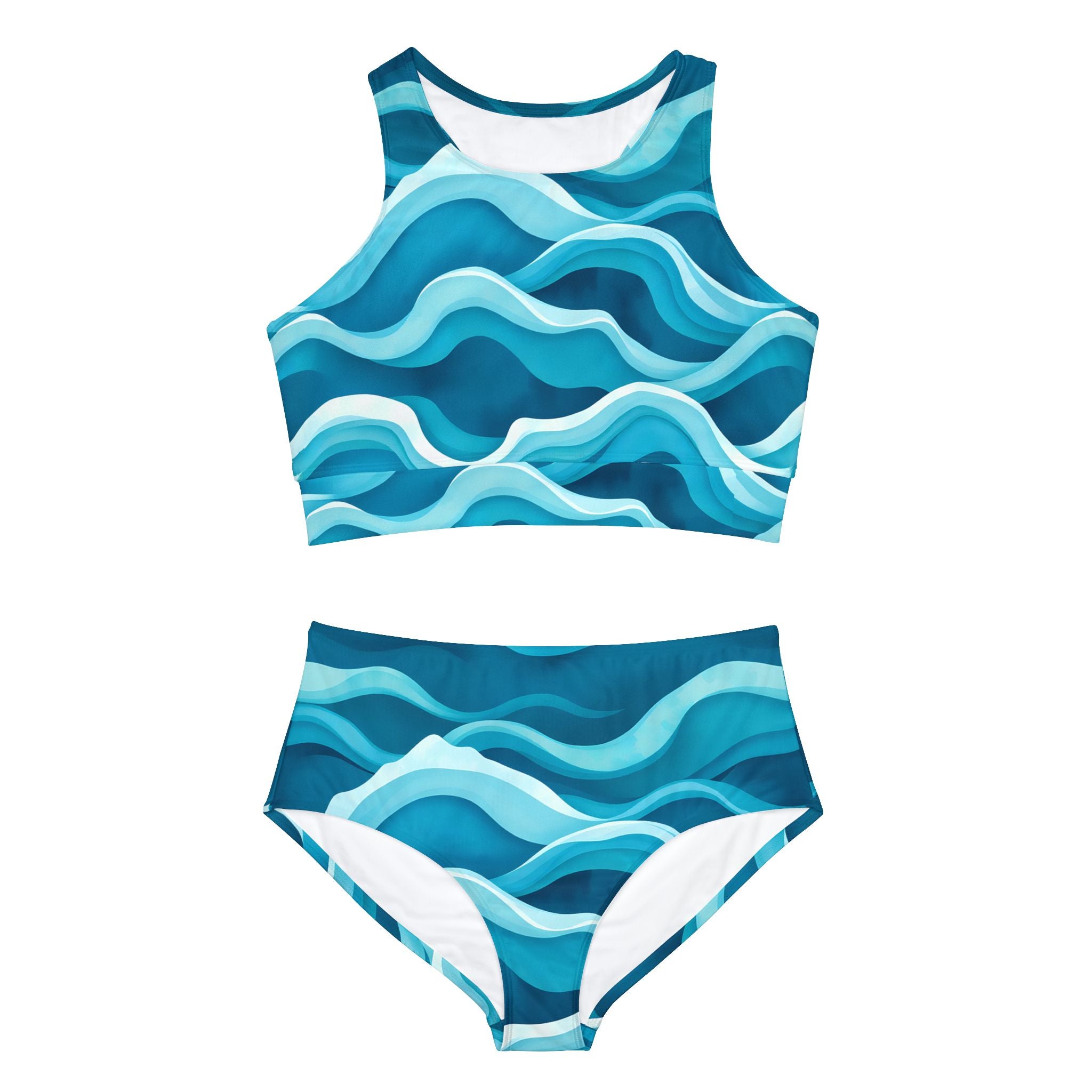 Sea Waves Sporty Bikini Set (AOP)