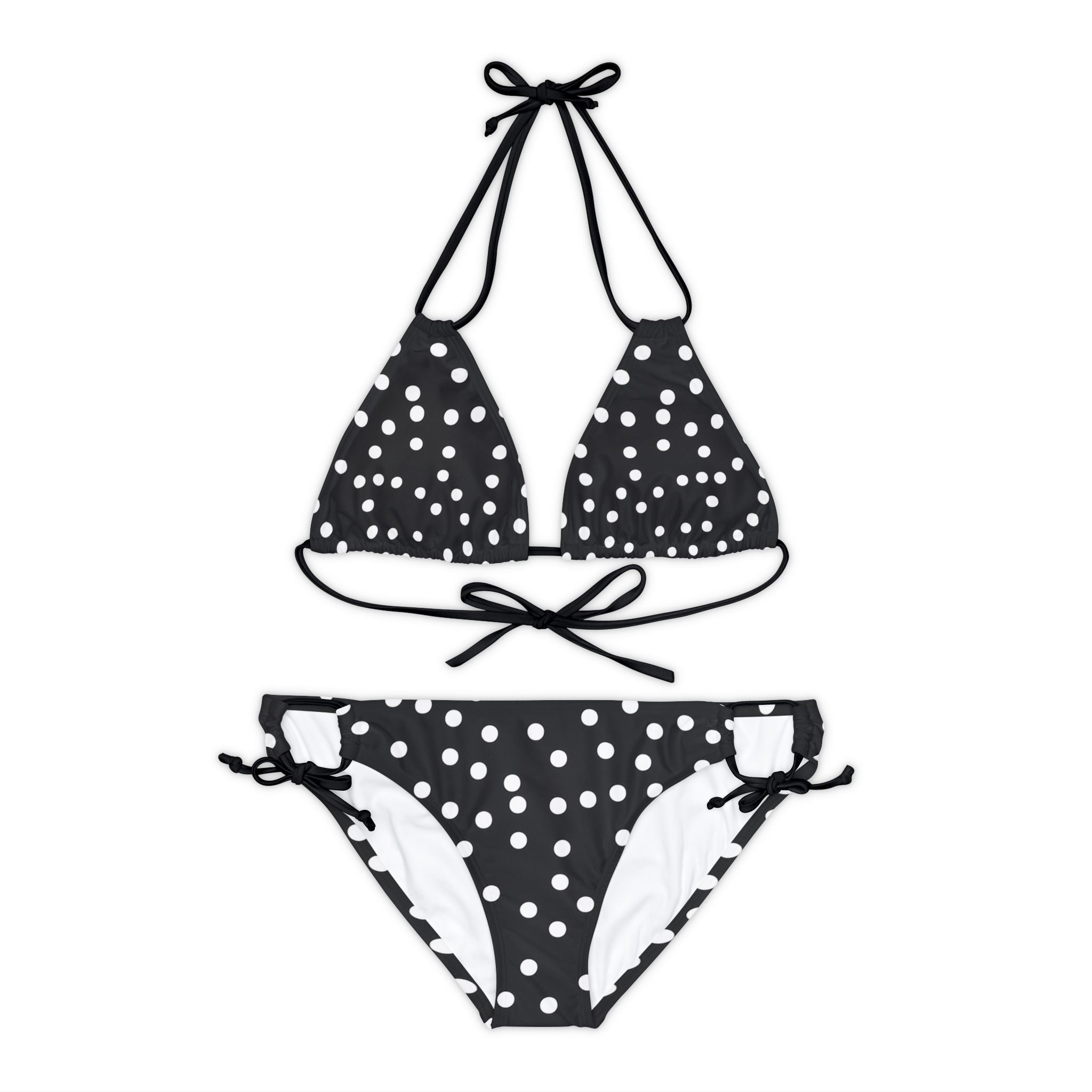 B&W Polka Dot - Strappy Bikini Set (AOP)