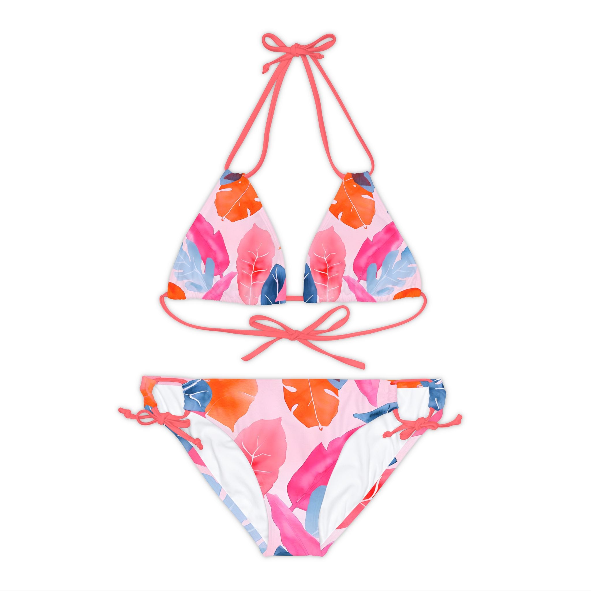 Colorful Leaves - Strappy Bikini Set (AOP)