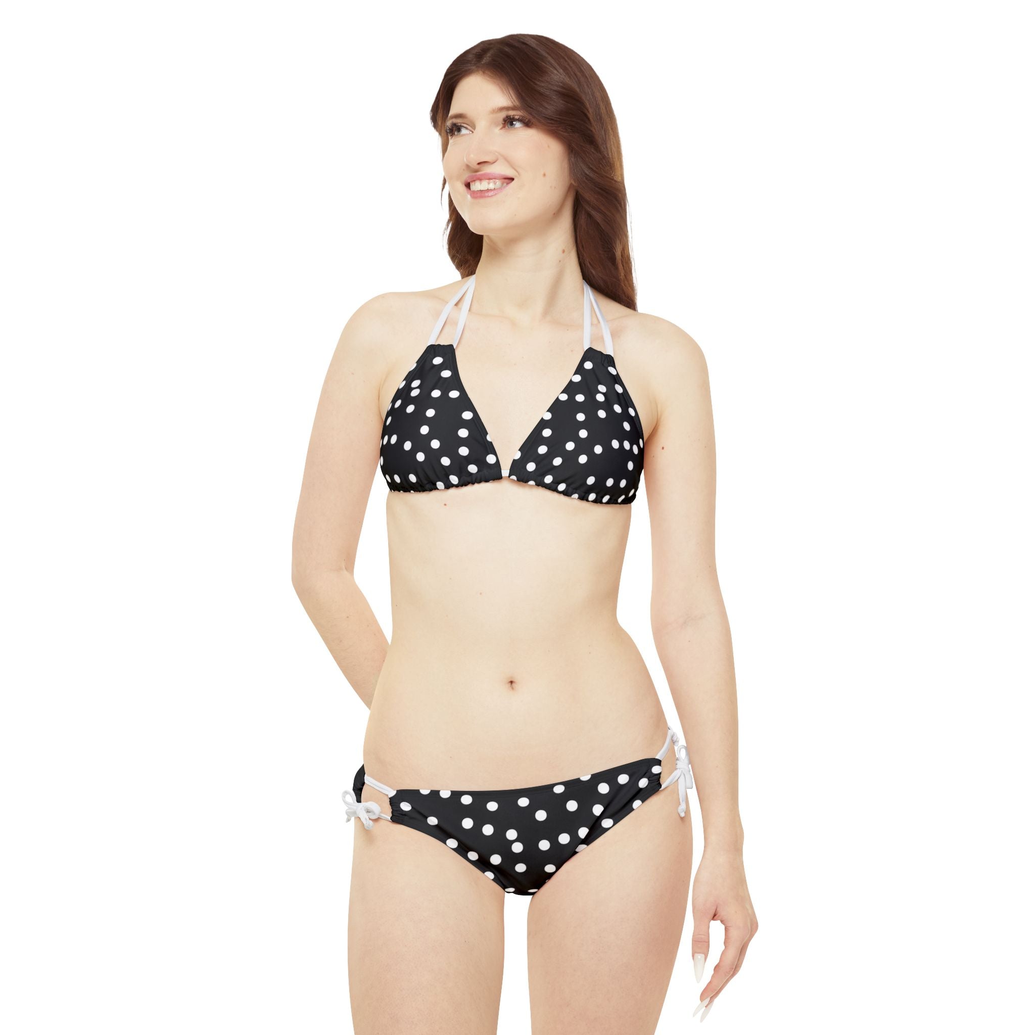 B&W Polka Dot - Strappy Bikini Set (AOP)